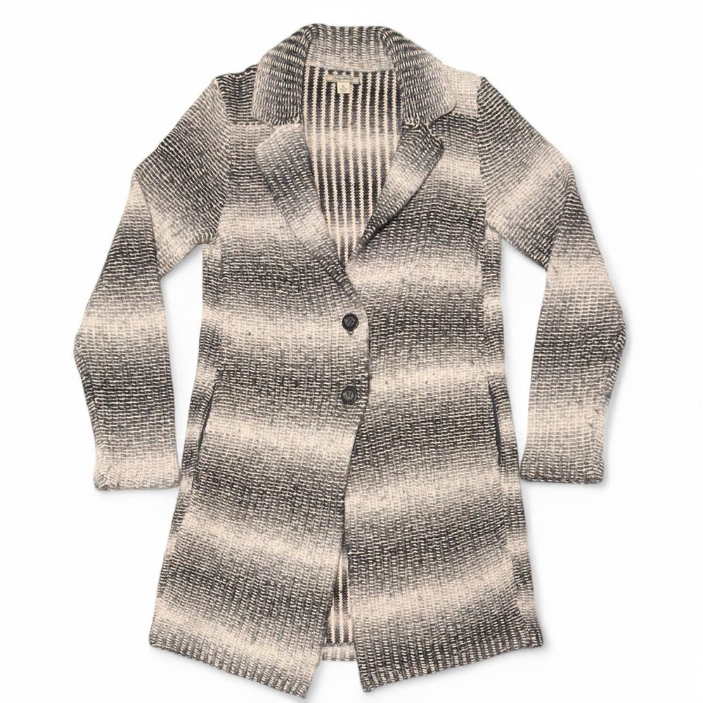 Lucky Brand grey and cream striped coat